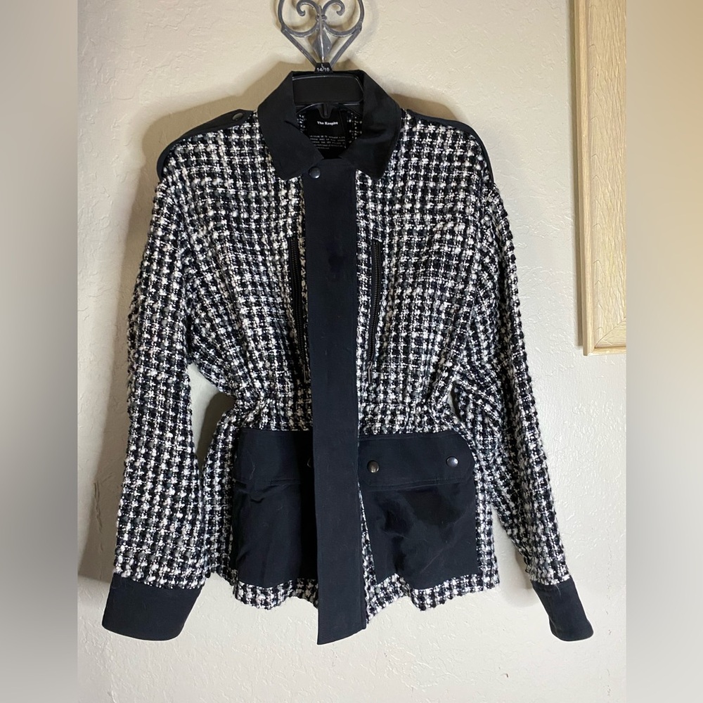 Final CCO📍🔥THE KOOPLES GARDEN TWEED BLACK, GRAY RELAXED FIT JACKET BIG POCKETS - Picture 3 of 17